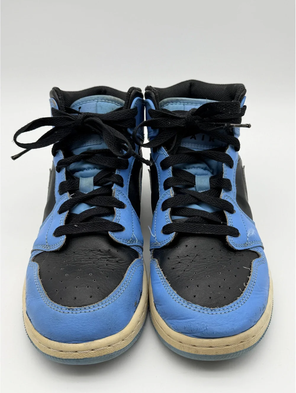 Nike Air Jordan 1 Mid GS Black Blue Basketball Shoes Size 6Y